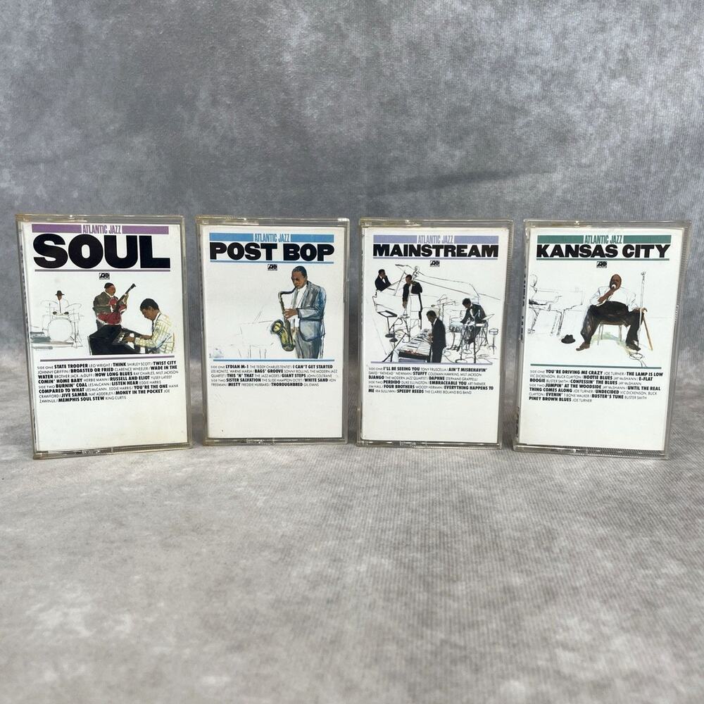 '86 Atlantic Jazz 4 Cassette Tapes Kansas City, Mainstream, Post Bop & Soul GOOD